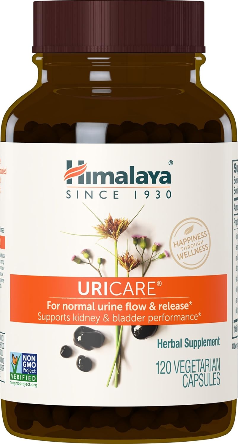 Himalaya Uricare Herbal Supplement, Kidney & Bladder Support, Urinary Tract & Urine Flow Support, Caffeine-Free, Non-Gmo, Gluten Free, Vegetarian, 120 Capsules, 30 Day Supply