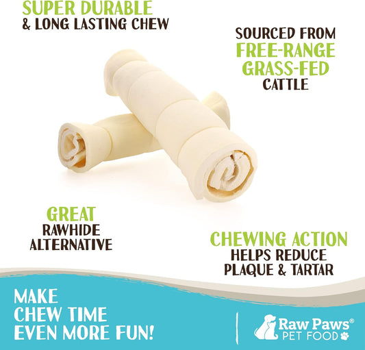 Raw Paws Beef Cheek Rolls For Dogs, 10-Inch, 4-Ct - Packed In Usa - Rawhide Alternative Dog Chews - Free-Range Cow Cheek Rolls For Dogs - Retriever Rolls For Large Dogs - Dog Beef Cheeks