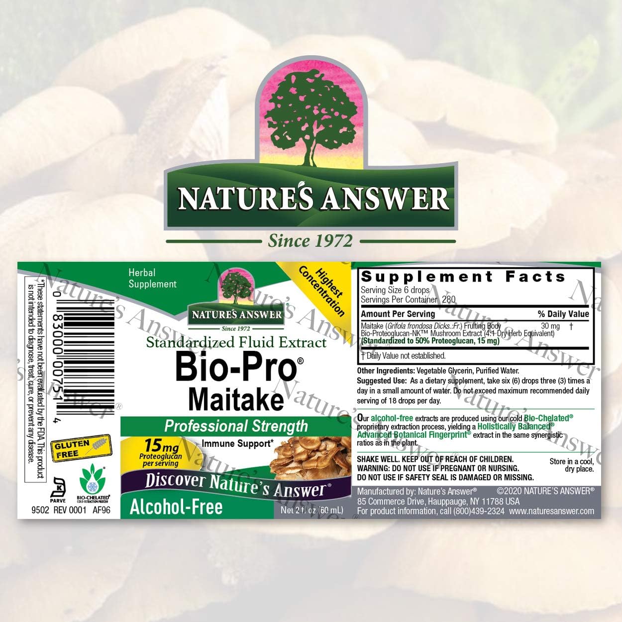Nature's Answer Bio Pro Maitake . Mushroom Extract | Professional Strength Immune Support | Alcohol-Free Liq Extract
