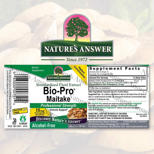 Nature's Answer Bio Pro Maitake . Mushroom Extract | Professional Strength Immune Support | Alcohol-Free Liq Extract