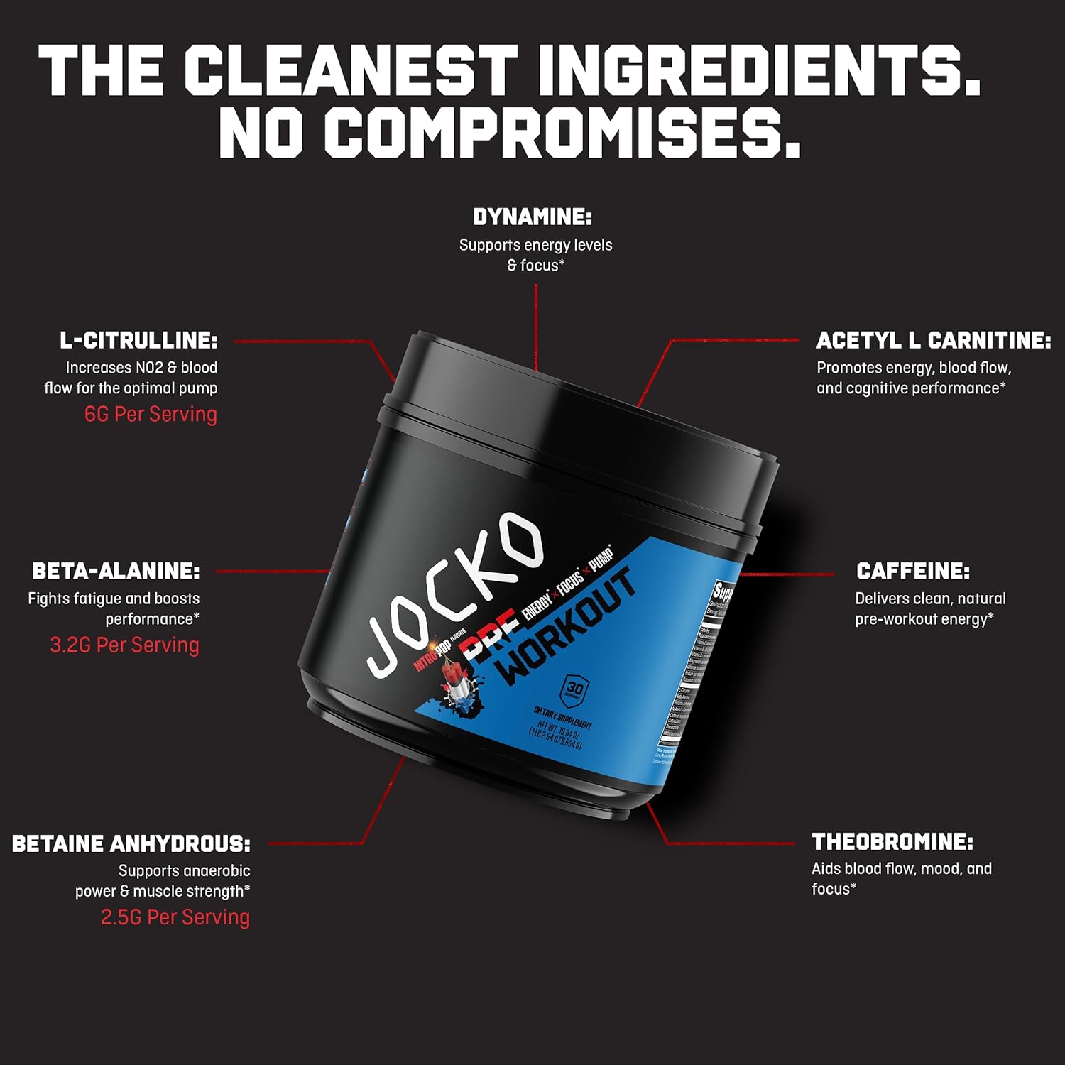 Jocko Fuel Ultimate Pre Workout Powder - Pre-Workout Energy Powder Drink for Men & Women - High Stim Sugar-Free Nootropic Blend to Support Muscle Pump, Energy, & Recovery 200mg Caffeine Nitro Pop : Health & Household