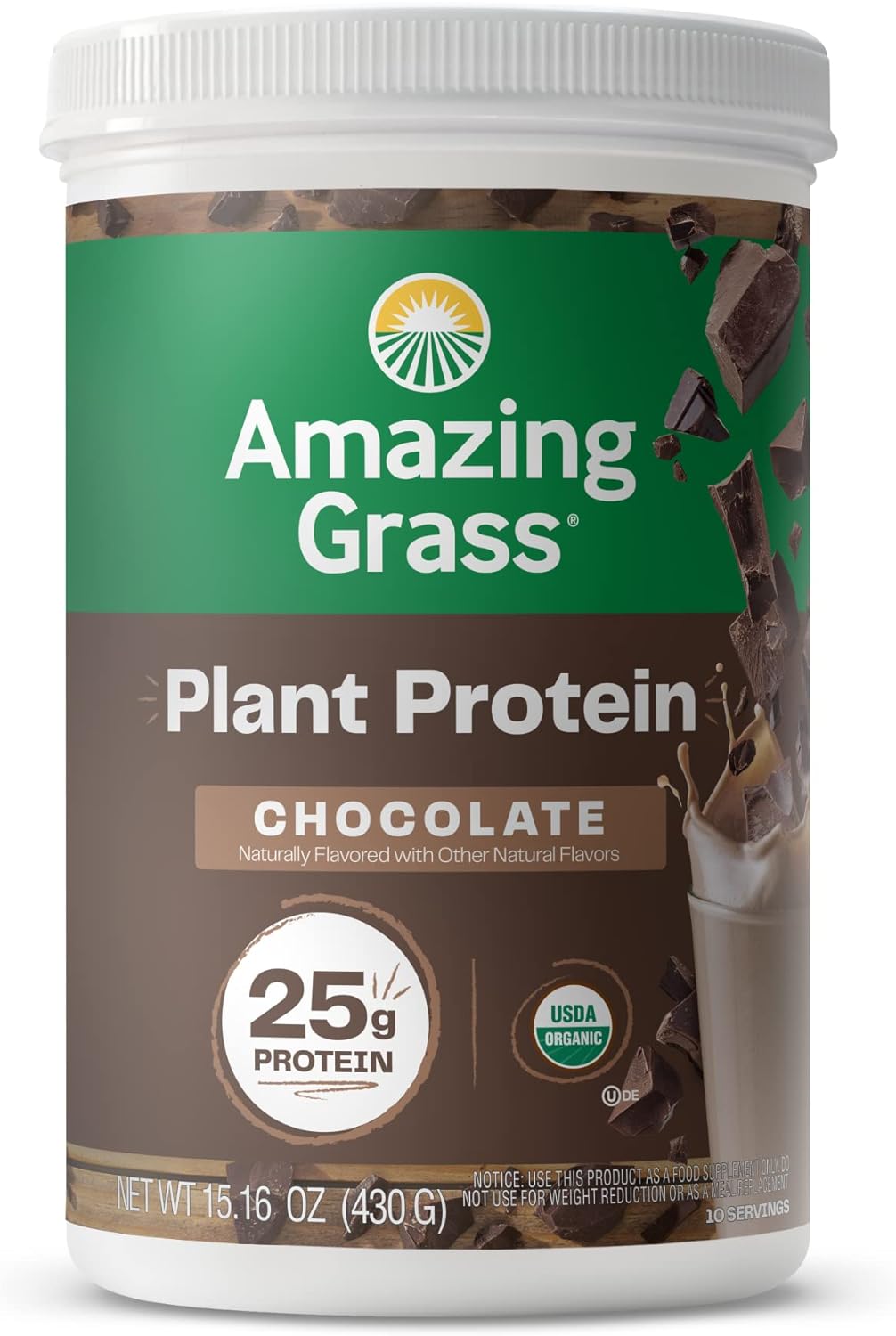 Amazing Grass Vegan Protein Powder, Plant Based Organic Blend with 25g