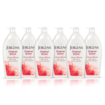 Jergens Original Scent Dry Skin Body Lotion, Hand and Body Moisturizer, for Long Lasting Skin Hydration, with HYDRALUCENCE blend and Cherry Almond Essence, 32 Ounce (Pack of 6)