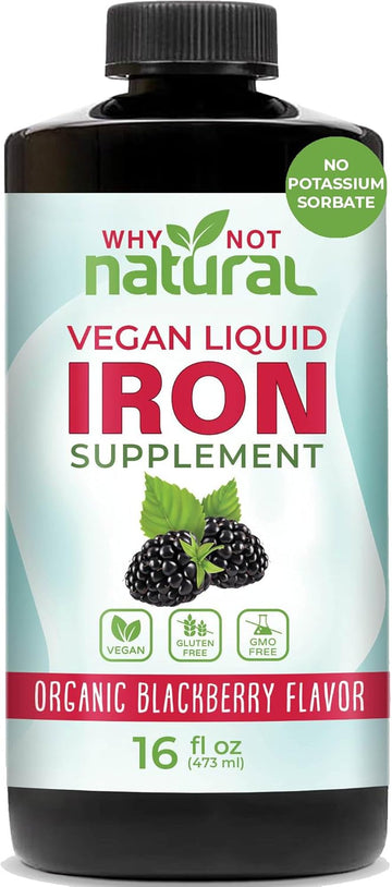 Liquid Iron Supplement For Women Men And Kids, Vegan Formulation For Anemia