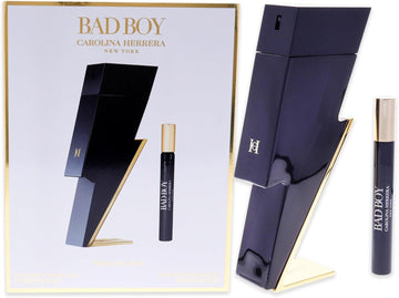 Carolina Herrera Bad Boy For Men 2 Pc Gift Set 3.4Oz Edt Spray, 0.34Oz Edt Spray