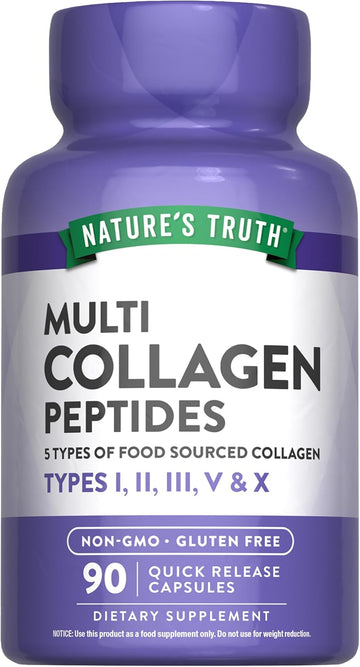 Nature'S Truth Multi Collagen Peptides Capsules | Types I, Ii, Iii, V, X | 2000 Mg | 90 Count | Keto Friendly | Non-Gmo And Gluten Free Supplement