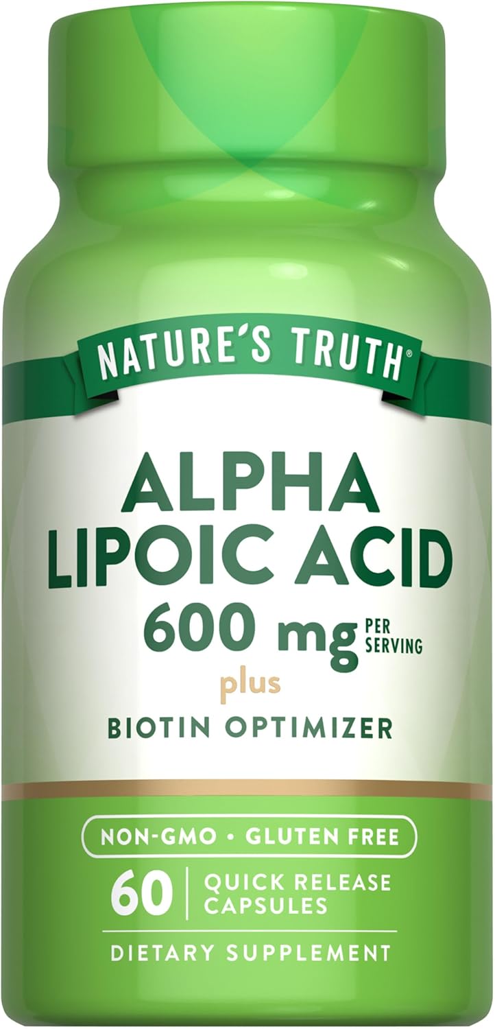 Alpha Lipoic Acid 600Mg | Plus Biotin Optimizer | 60 Capsules | Non-Gmo & Gluten Free Supplement | By Nature'S Truth