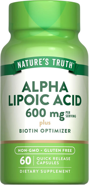 Alpha Lipoic Acid 600Mg | Plus Biotin Optimizer | 60 Capsules | Non-Gmo & Gluten Free Supplement | By Nature'S Truth