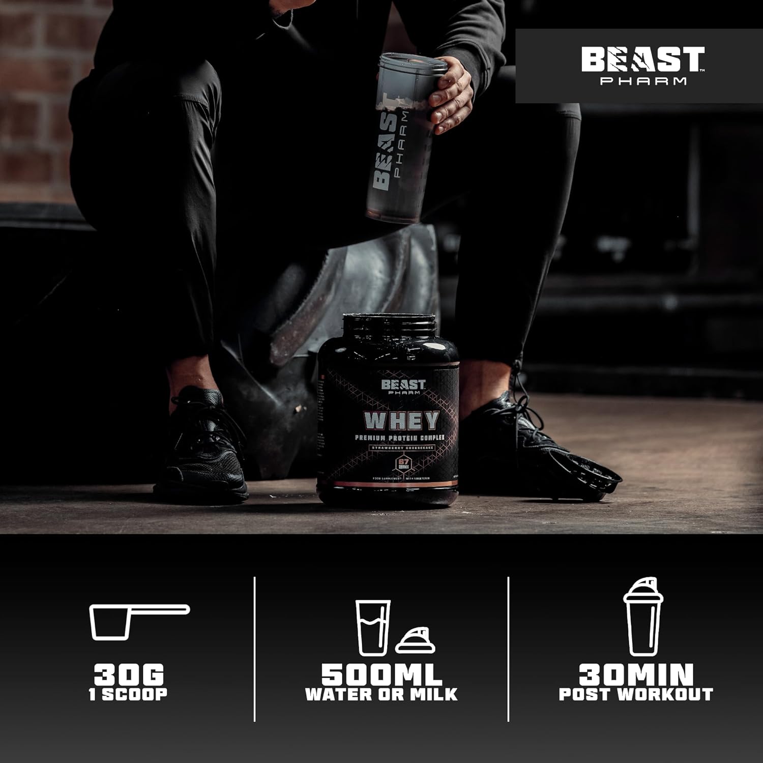 Beast | Whey Protein Powder 2KG | 21g Protein per Shake, 67 Drinks | Strawberry Jammy Biscuit : Amazon.co.uk: Health & Personal Care