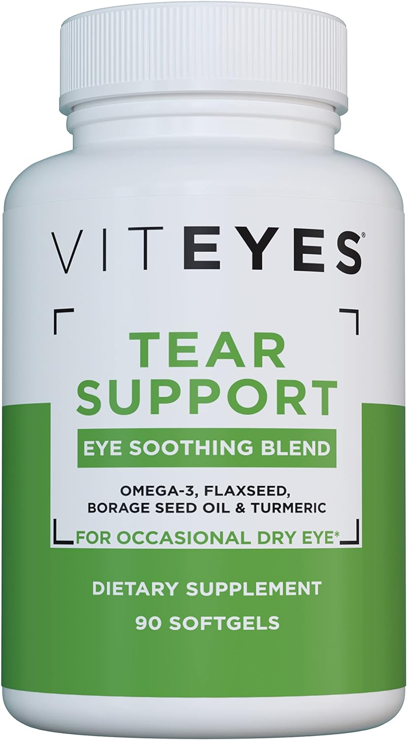 Viteyes Tear Support Eye Soothing Blend, Occasional Dry Eye Supplement, No Eye Drops, Redness Relief, Eye Vitamin, Allergy Support for Itchy Eyes, Omega-3 Fish Oil, 90 Softgels