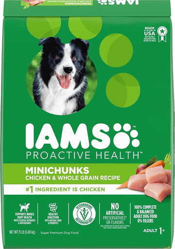 IAMS Proactive Health Minichunks Adult Dry Dog Food with Real Chicken and Whole Grains, 15 lb. Bag