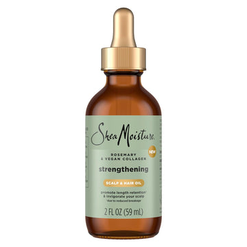 SheaMoisture Strengthening Scalp & Hair Oil Rosemary & Vegan Collagen to Promote Length Retention & Invigorate the Scalp, with ScalpBoost Technology, 2 oz