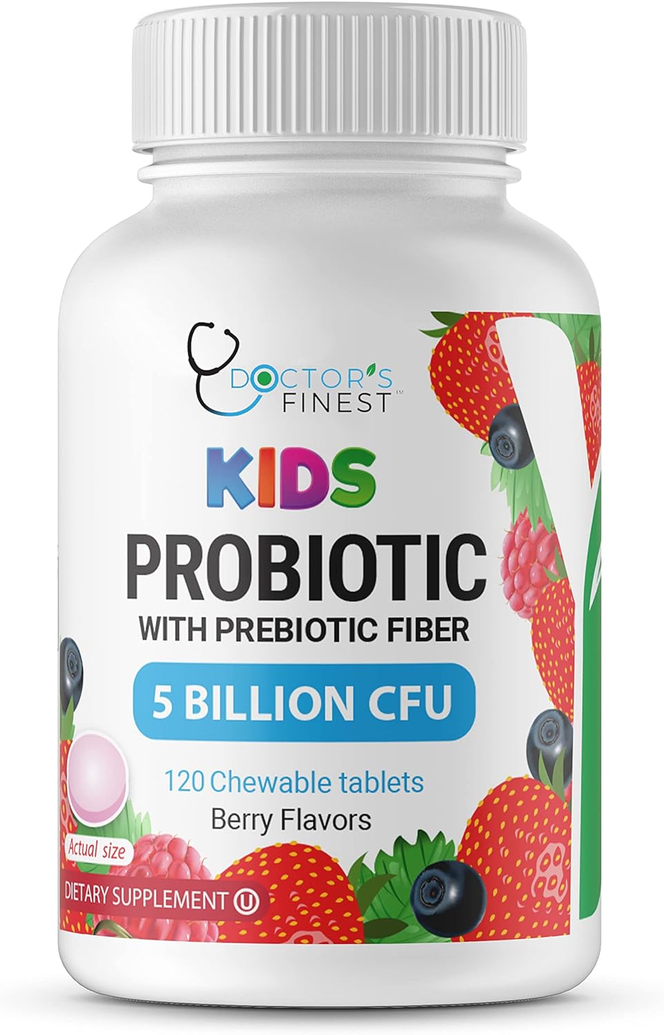 Probiotics with Prebiotic Fiber 5 Billion Microflora Chewables for Kids ? Vegetarian, GMO-Free & Gluten Free Vitamin ? Great Tasting Supplement ? Natural Flavor Pectin Chews ? 120 Count