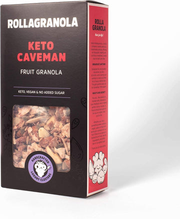 Rollagranola: Keto Caveman Fruit Granola | Paleo & Keto Granola | Gluten & Cereal Free | No Added Sugar | Keto Diet | Ideal For Diabetics | Handcrafted In The Uk | 300G Pack