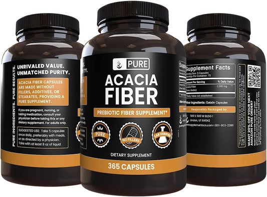 Pure Original Ingredients Acacia Fiber (365 Capsules) No Magnesium Or Rice Fillers, Always Pure, Lab Verified
