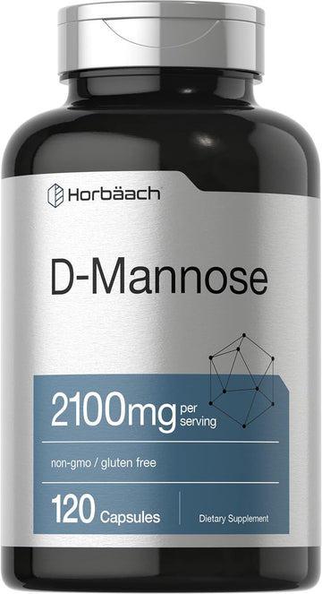 Horbäach D-Mannose | 2100Mg | 120 Capsules | Highest Potency | Non-Gmo & Gluten Free Supplement