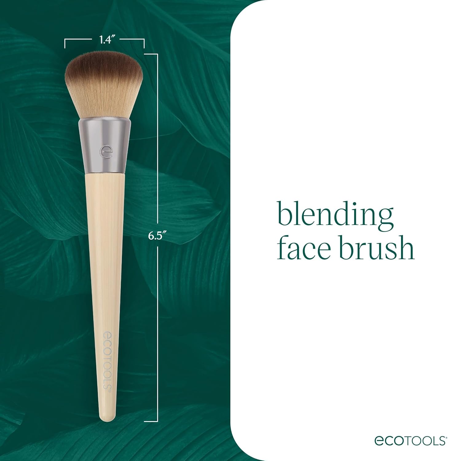 Ecotools Blending Face Makeup Brush, For Liquid & Cream Foundation, Bronzer, & Blush, Multipurpose Makeup Brush, Dense, Synthetic Bristles, Eco Friendly, Cruelty-Free & Vegan, 1 Count : Beauty & Personal Care