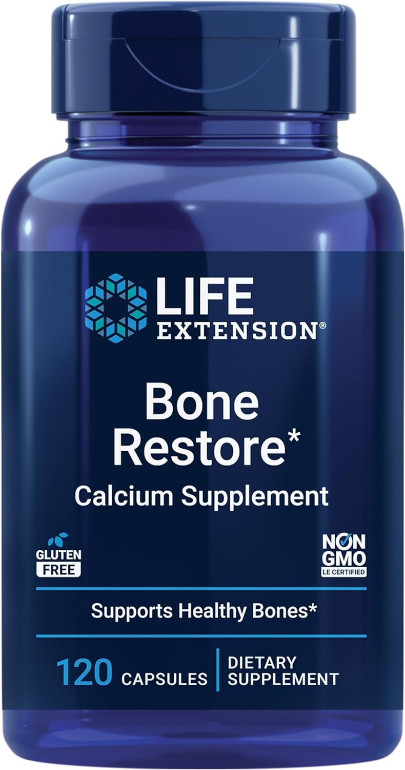 Life Extension Bone Restore – Helps Maintain Healthy Bone Density - Calcium, Vitamin D3, Magnesium, Zinc, Boron And Other Bone-Healthy Minerals - Non-Gmo, Gluten-Free – 120 Capsules