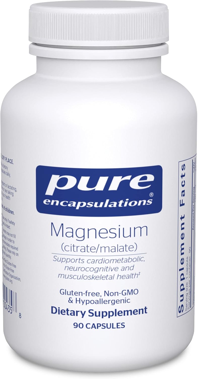 Pure Encapsulations Magnesium (Citrate/Malate) - Magnesium Supplement To Support Nutrient Utilization, Energy, Bones & Heart Health* - With Magnesium Citrate & Malate - 3-Month Supply