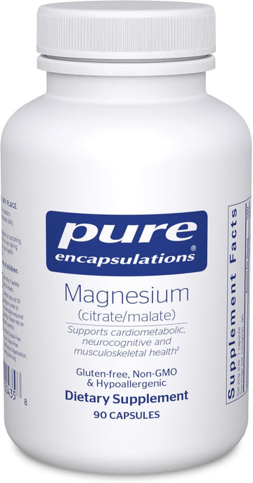 Pure Encapsulations Magnesium (Citrate/Malate) - Magnesium Supplement To Support Nutrient Utilization, Energy, Bones & Heart Health* - With Magnesium Citrate & Malate - 3-Month Supply