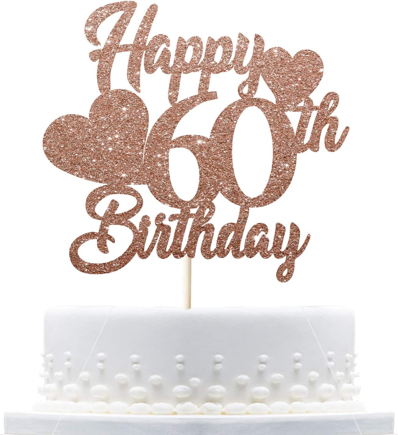 Rose Gold Glitter Happy 60Th Birthday Cake Topper,Hello 60,Cheers To 60 Years,60Th Birthday Decorations,60 & Fabulous Party Supplies : Grocery & Gourmet Food