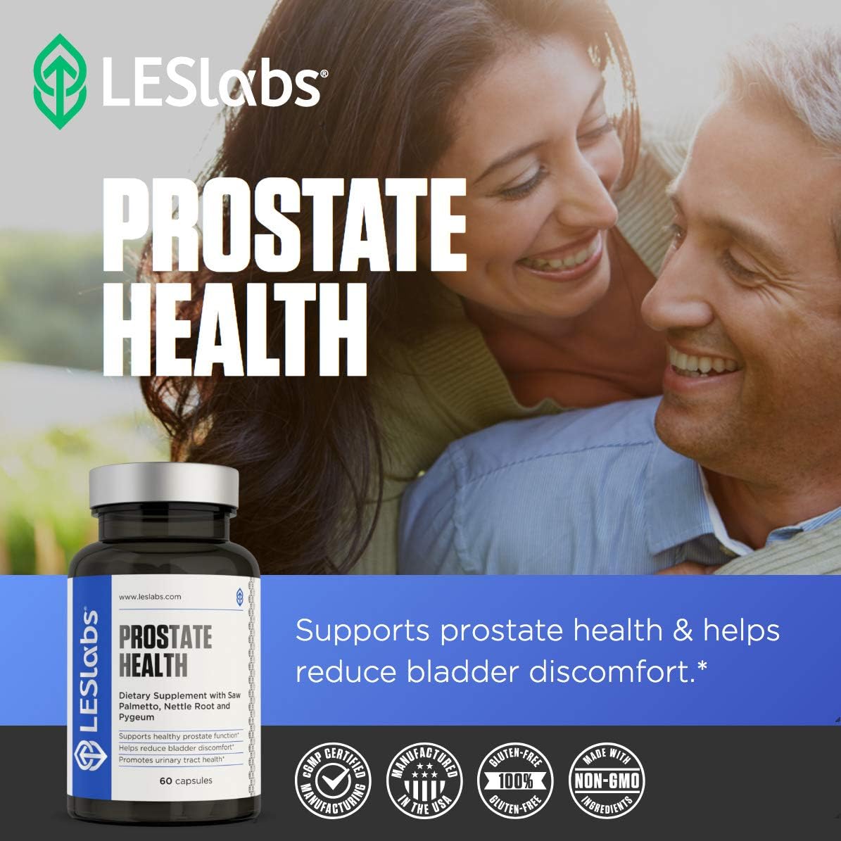 LES Labs Prostate Health – Prostate Support, Urinary Tract Health, Fewer Bathroom Visits & Improved Sleep – Saw Palmetto, Pygeum, Beta Sitosterol & Nettle Root – Non-GMO Supplement – 60 Capsules : Health & Household