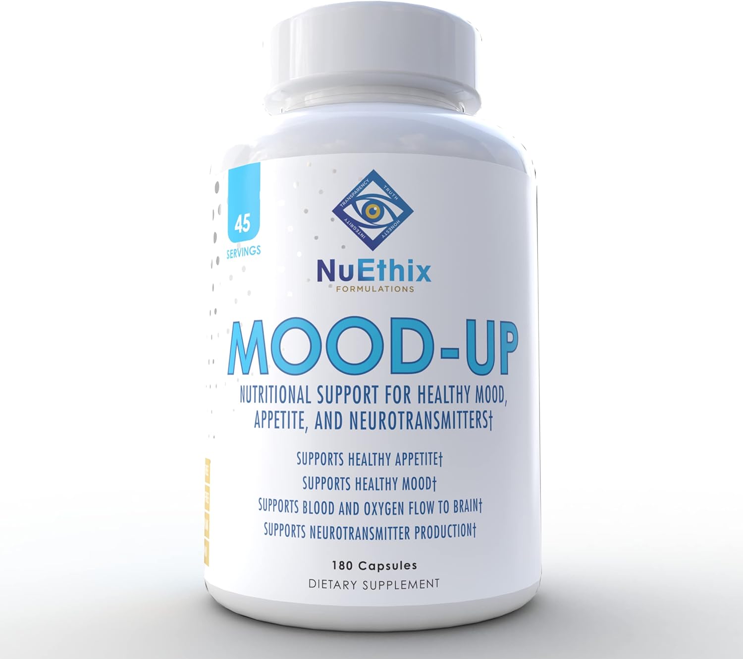 NuEthix Formulations Mood-Up - Stress Relief, Mood & Sleep Supplement - 5-HTP, Rhodiola Rosea + More - Natural Energy & Hormone Support - Non-GMO - 180 Capsules