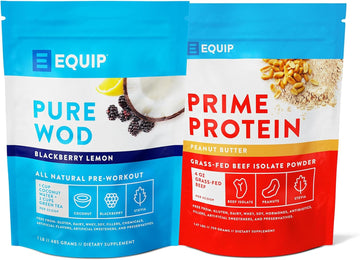 Equip Foods Purewod Natural Pre-Workout Energy Powder & Prime Protein Powder Peanut Butter