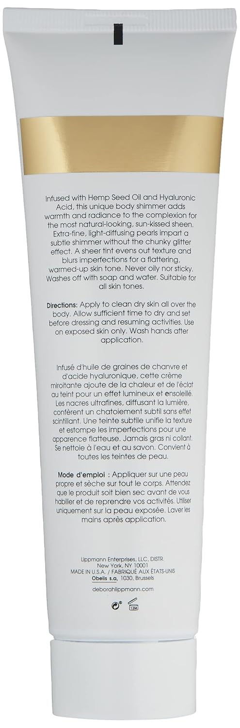 Deborah Lippmann Rich Girl Hydrating Body Shimmer |Highlighter | Body Glow | Luminizer | Illuminating Lotion With Hemp Seed Oil & Hyaluronic Acid, 5Oz : Beauty & Personal Care