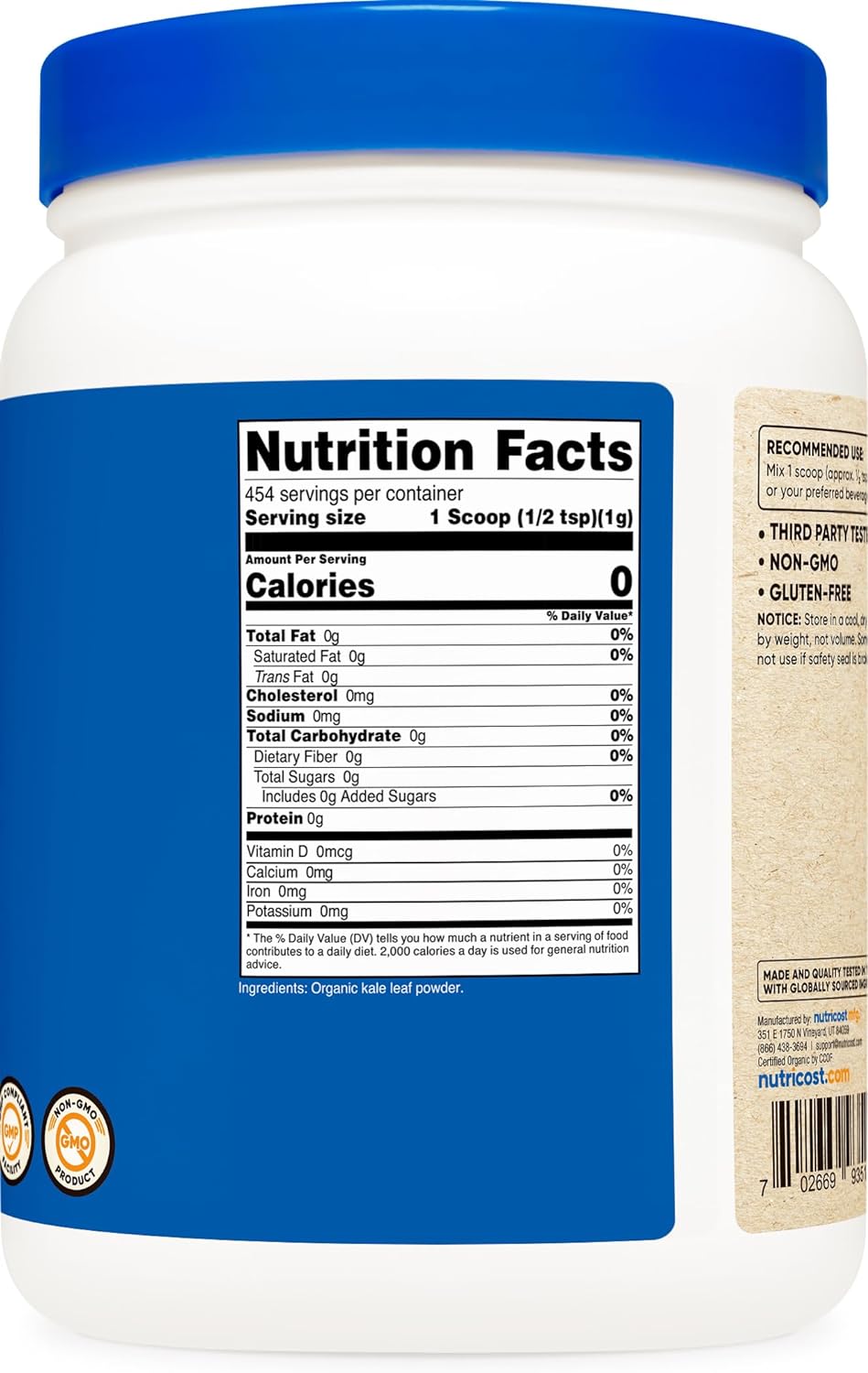 Nutricost Organic Kale Powder 1LB - All Natural, Non-GMO, Gluten Free, Certified USDA Organic Kale : Baby
