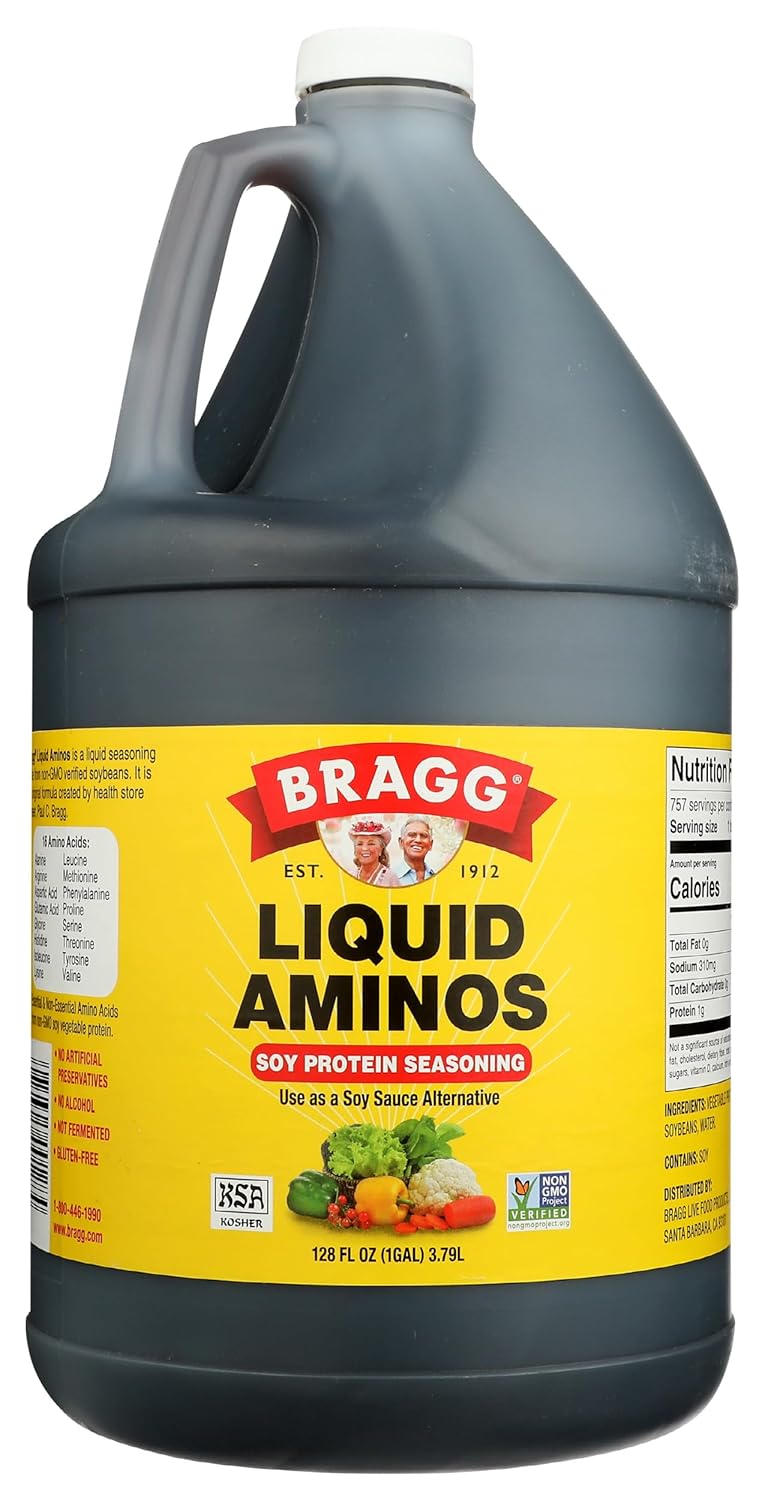 Bragg Liquid Aminos All Purpose Seasoning – Soy Sauce Alternative – Gluten Free, No Gmo’S, Kosher Certified, 1 Gallon