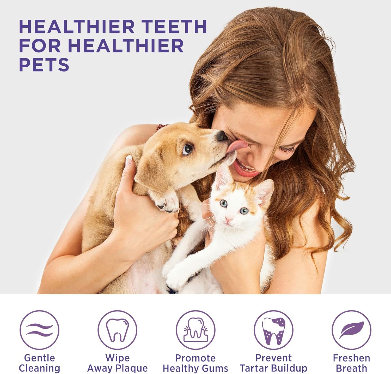 HICC Pet Teeth Cleaning Wipes for Dogs & Cats, Remove Bad Breath by Removing Plaque and Tartar Buildup, Disposable Dog Finger Toothbrush Gentle Pet Dental Care Wipes, 50 Counts, (Mentha Spicata Scent) : Pet Supplies