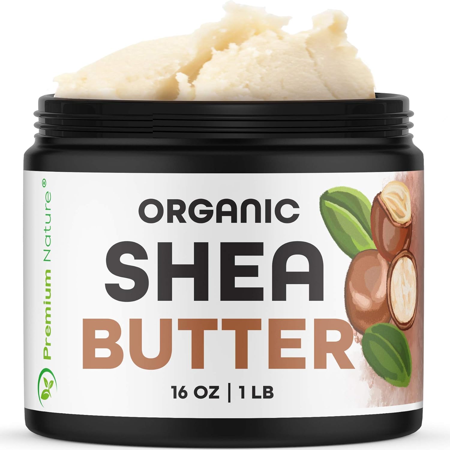 Premium Nature Organic Shea Butter - Pure & Raw Virgin Unrefined Body Butter - Dry Skin Care, Scar & Stretch Mark Cream, 16 Oz