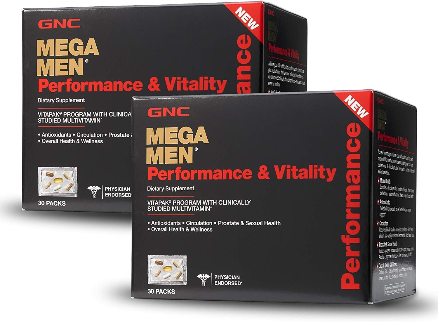 GNC Mega Men Performance Vitality - 30 Packs : Health & Household