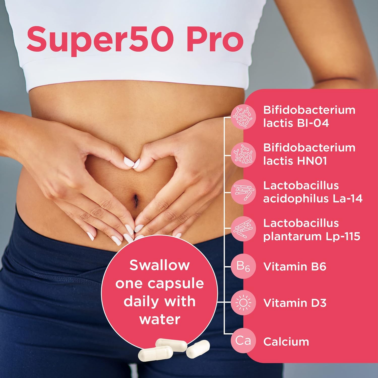 Healthspan Super50 Probiotic | Gut Health | with Vitamin D3 | 50 Billion Live Probiotic Cultures | Vitamin B6 | Calcium | Vegetarian (60 Capsules) : Amazon.co.uk: Health & Personal Care