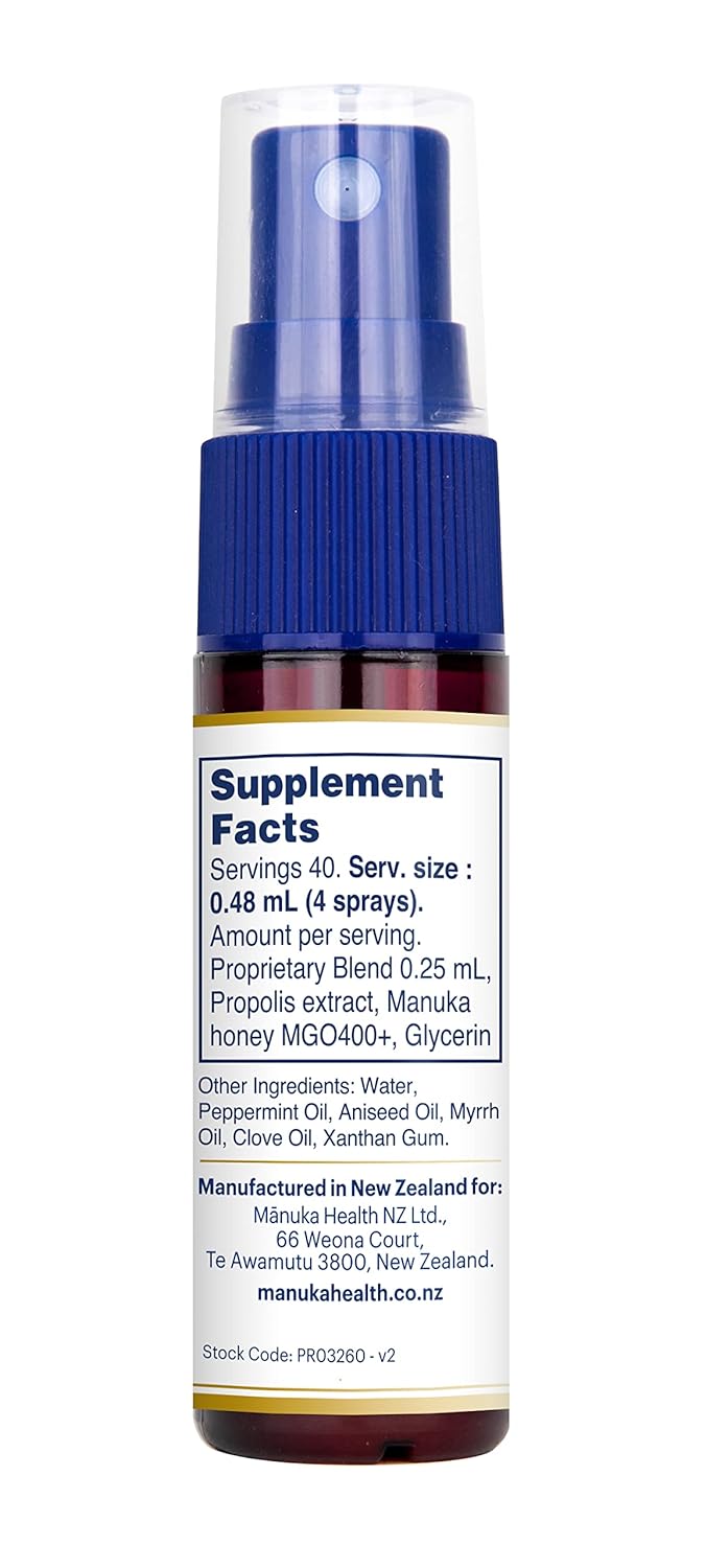 Manuka Health, Mgo 400+ Manuka Honey, 8.8 Oz. Jar And Manuka Honey Throat Spray With Propolis
