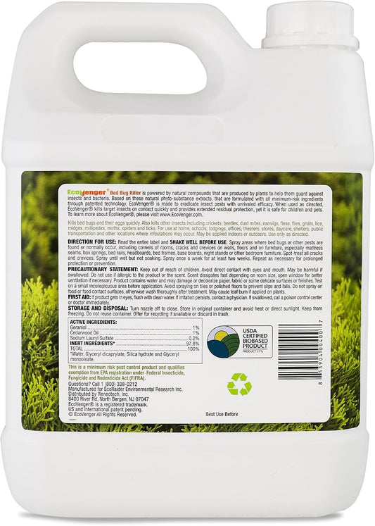 Ecoraider Bed Bug Killer Spray 1 Gallon Jug, Green + Non-Toxic, 100% Kill + Extended Protection