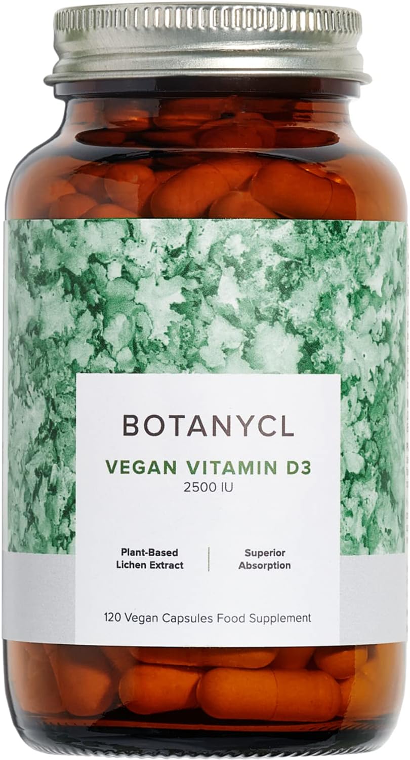 Botanycl Vegan Vitamin D3 - As Seen On Dragons’ Den - 2500 Iu - 120 Capsules - 4 Month Supply - 100% Plant-Based From Lichen - Supports Hair, Mood, Immune Health & Bone Strength