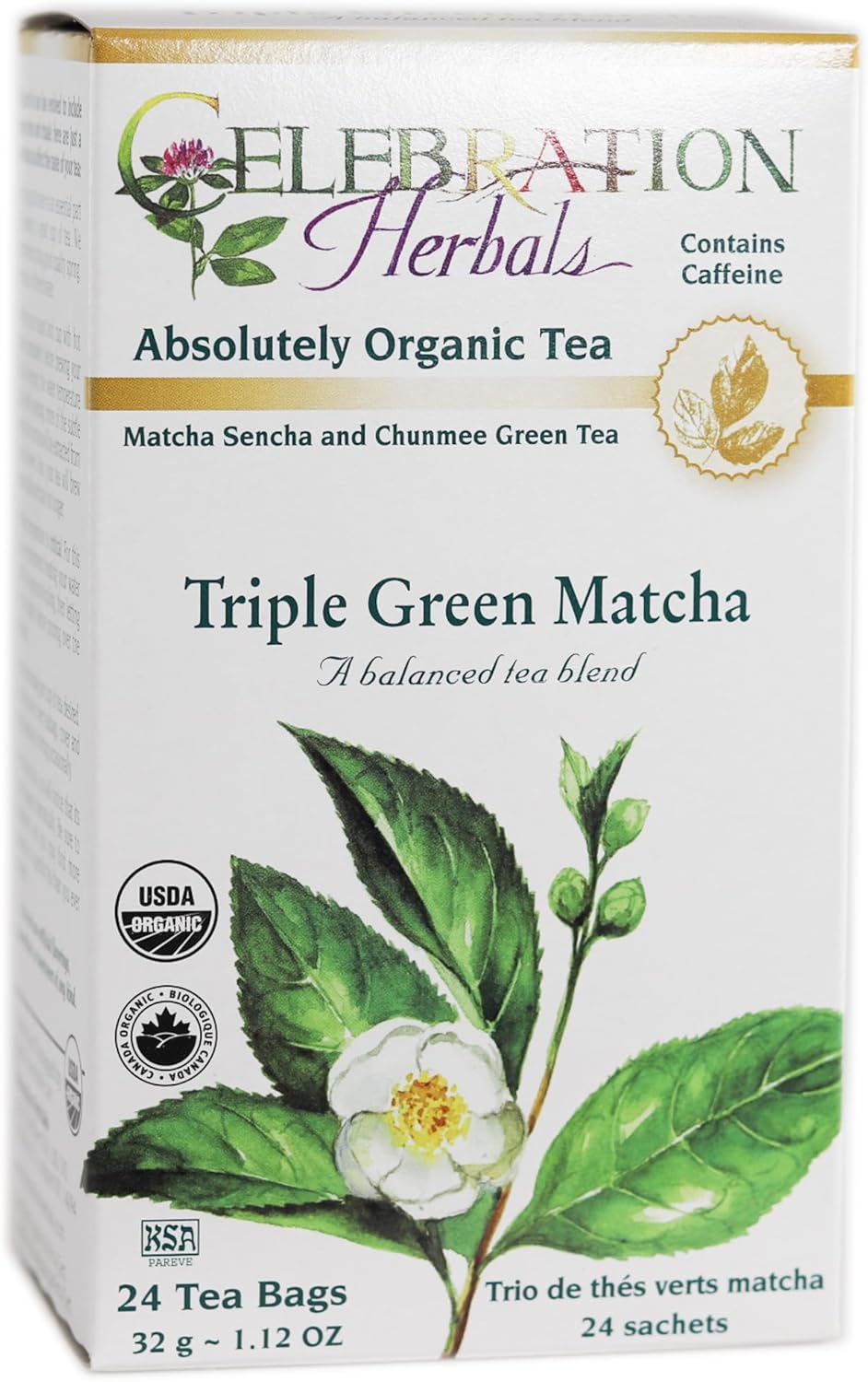 Celebration Herbals Triple Green Matcha Tea Org 24 Bag, 0.02 Pound