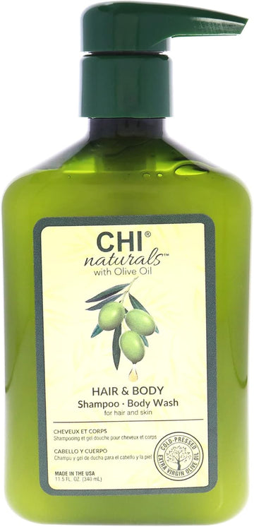 Chi Naturals With Olive Oil, Hair Shampoo And Body Wash, 340 Ml 11.5 Oz,White
