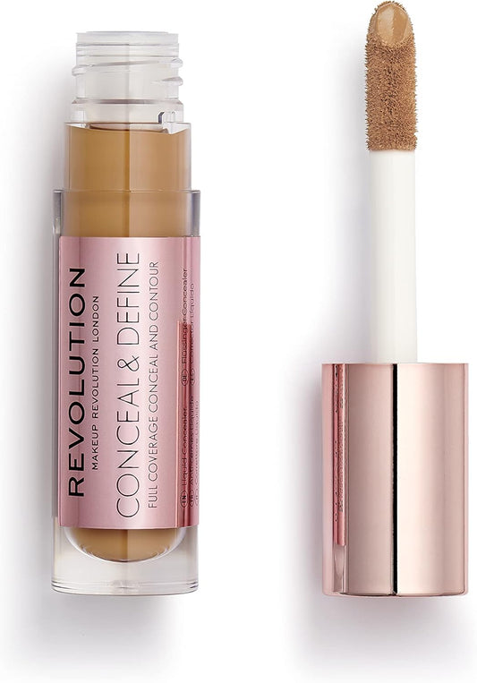 Revolution Conceal & Define Concealer, Lightweight, Long-Lasting, Full Coverage Face Makeup, C4, 4G