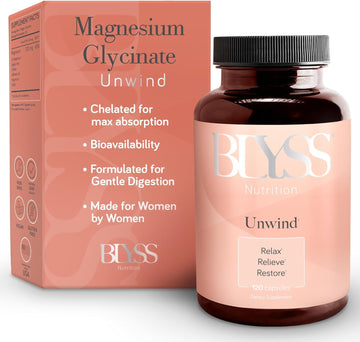 BLYSS Nutrition Magnesium Bisglycinate Capsules for Women - 200mg Chelated Magnesium for Maximum Absorption - Glycinate Magnesium for Sleep & Mood Support - Magnesium Supplements for Muscle Cramps