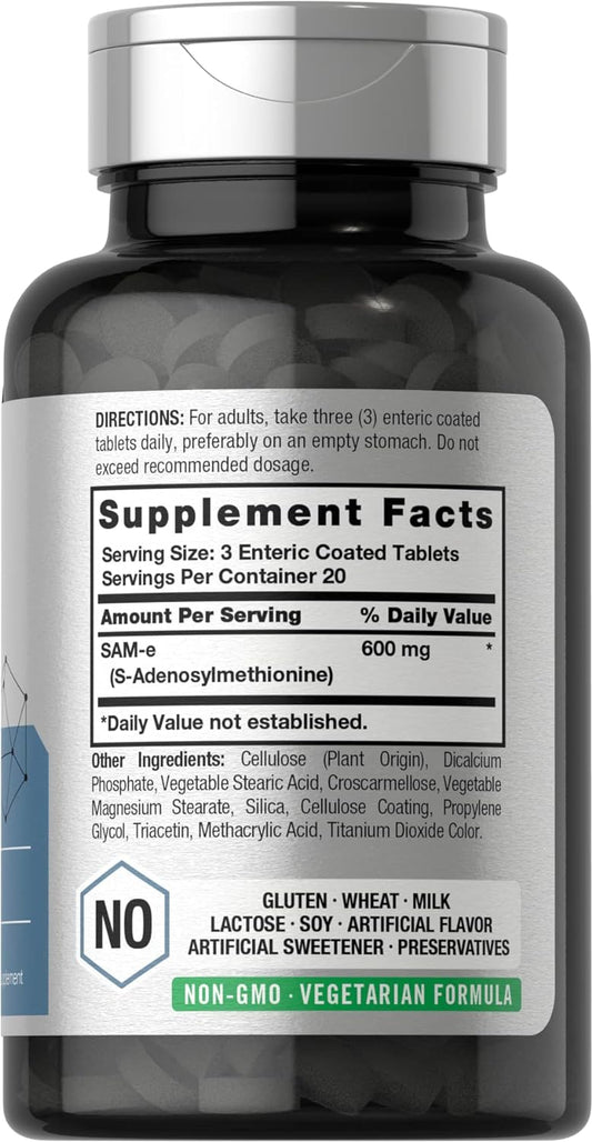 SAM-e Supplement 600mg | 60 Tablets | S-Adenosylmethionine | Vegetaria