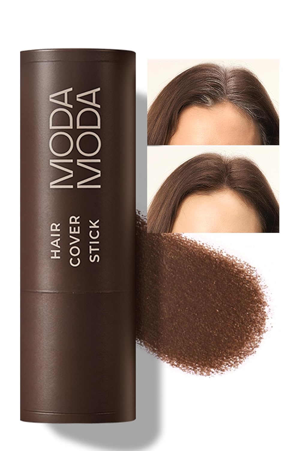 Modamoda Pro-Change Hair Cover Stick - Smooth Dispense Edition 100Hr Temporary Hair Color - Portable Hair Powder Stick For Grey Hair & Root Touch Up - Natural Brown #3 (0.12 Oz)