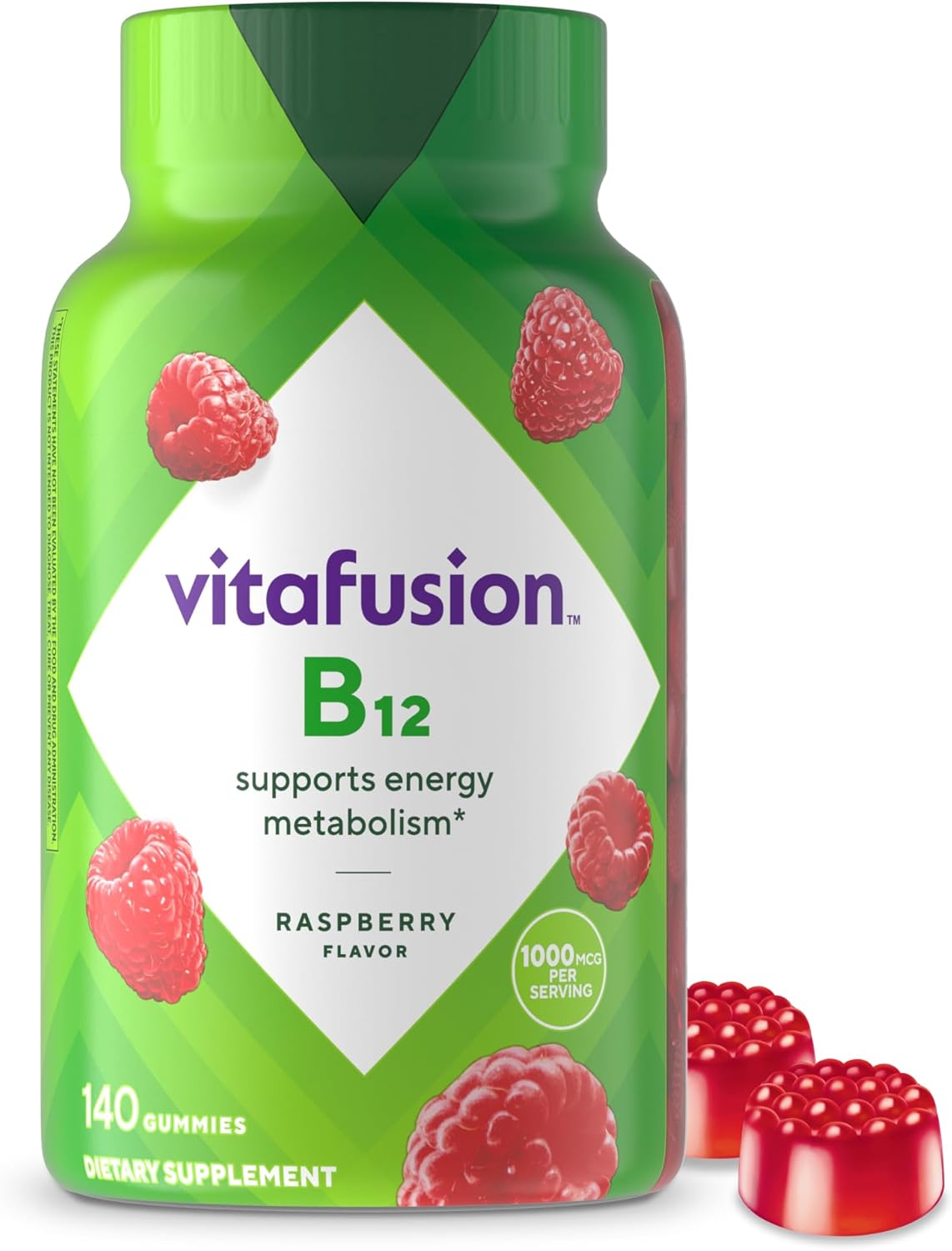 Vitafusion Vitamin B12 Gummy Vitamins For Energy Metabolism Support, Natural Raspberry Flavored, America’S Number 1 Gummy Vitamin Brand, 70 Day Supply, 140 Count