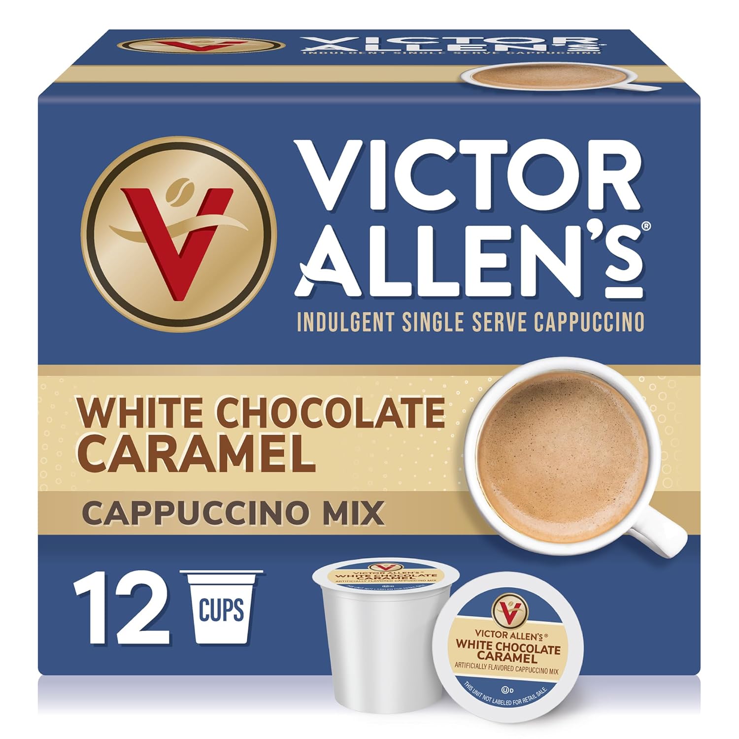 Victor Allen'S Coffee White Chocolate Caramel Flavored Cappuccino Mix, 12 Count, Single Serve Coffee Pods For Keurig K-Cup Brewers