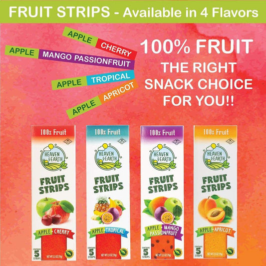 Heaven & Earth Apple, Mango, And Passion Fruit Fruit Strips, 2.5Oz (4 Pack = 40 Strips), 100% Real Fruit | No Added Sugars | Natural Colors & Flavors | Gluten Free | Vegan Friendly