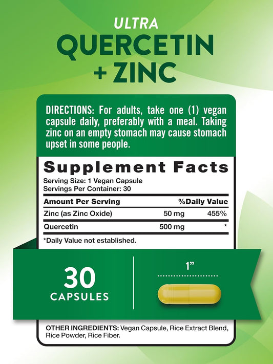 Nature'S Truth Quercetin With Zinc | 30 Capsules | Vegan, Non-Gmo & Gluten Free Supplement | Potent Bioflavonoid