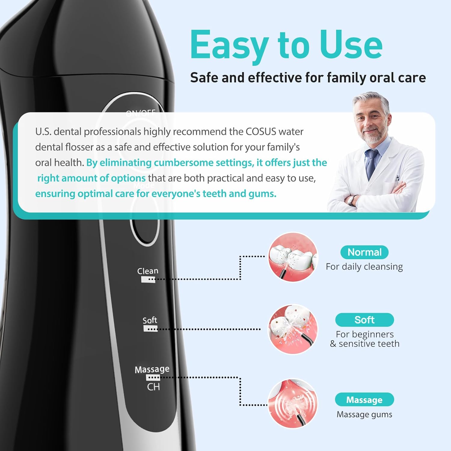 Coslus Water Dental Flosser Teeth Pick: Portable Cordless Oral Irrigator 300Ml Rechargeable Travel Irrigation Cleaner Ipx7 Waterproof Electric Flossing Machine For Teeth Cleaning C20(F5020E) : Health & Household