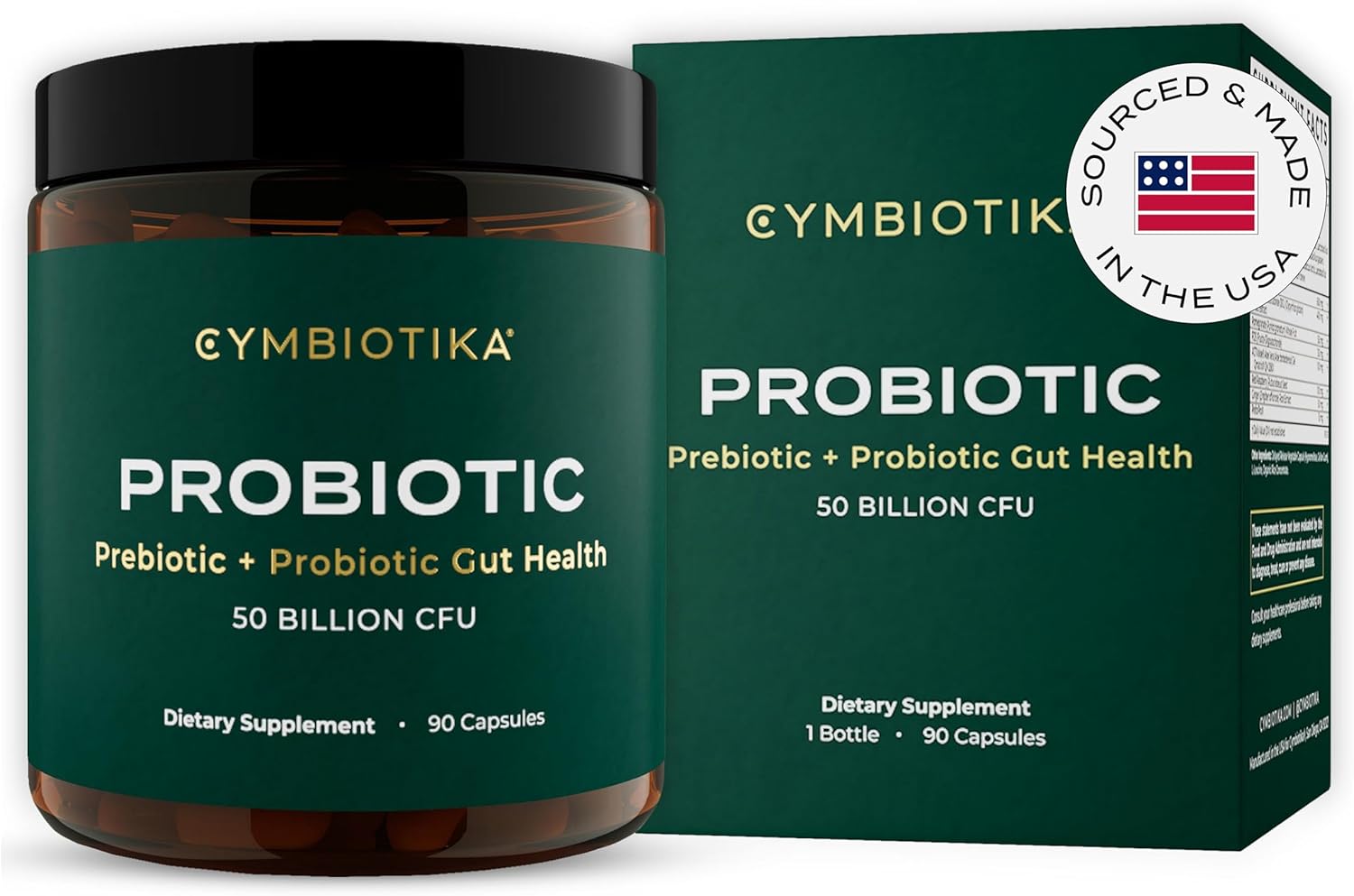 Cymbiotika Probiotic + Prebiotic, 60 Billion Cfu - 19 Strains, Gut Health Supplement For Women & Men, Immune Support, Digestive Health, & Gut Balance, 90 Capsules, 1 Month Supply, Made In Usa